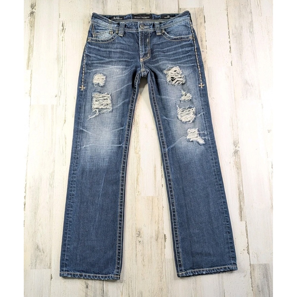 Affliction Black Premium Jeans Mens Fits 32x32 Blake Relaxed Straight Distressed